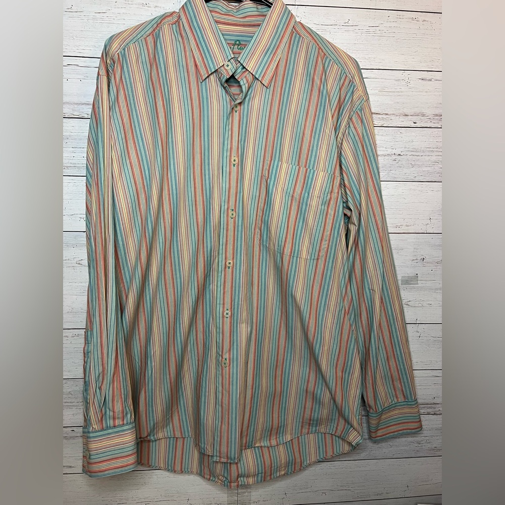 Men’s Alan Flusser Striped Long Sleeve Dress Shirt - Size L